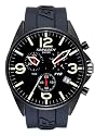 Torgoen - T16301 - Montre Homme d'Aviateur - Acier Noir - Quartz Analogique - Chronographe - Etanche 10 ATM - Bracelet Caoutchouc Noir