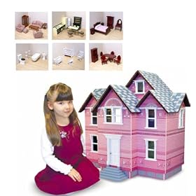 Victorian Dollhouse with 6 Rooms of Furniture and Family Dolls by Melissa and Doug by Melissa & Doug