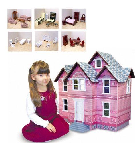 Childrens Toyshop  Toys : Victorian Dollhouse with 6 Rooms of Furniture & Family Dolls by Melissa and Doug