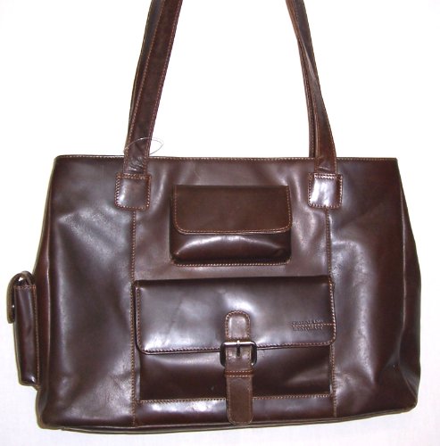 Greenland Unikat Einzelst&uuml;ck Muster Leder-Tasche City-Bag in Dunkel-braun