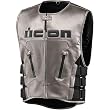 Icon Regulator Stainless Men's Leather Street Bike Motorcycle Vest - Stainless