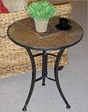 4D Concepts 601404 - Black Round Coffee Table with Slate Top