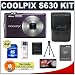 Nikon Coolpix S630 12 Megapixel Digital Camera (Royal Purple) with 7x Optical Zoom + EN-EL12 Battery + 8GB Card + Leather Case + Accessory Kit