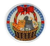 Peggy Karr Glass 14-Inch Oval Basket of Kitties Platter