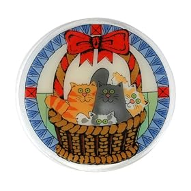 Peggy Karr Glass 14-Inch Oval Basket of Kitties Platter