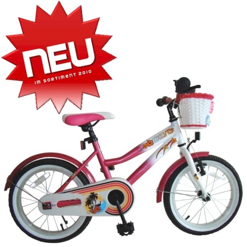 bike*star 40.6cm (16 Inch) Kids Children Girls Bike Bicycle - Colour White & Pink