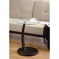 Accent Side Table with Round Glass Top in Cappuccino Finish