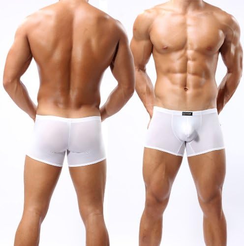 Sexy Men Underwear Smooth Bulge Pouch Mini Bikini Shorts Boxers Briefs (2) Large : 29-33" , White)