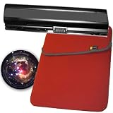 Value Combo ! Protective , Reversible Color Case Logic Red / Grey Laptop Sleeve & Accessory Power 411462-421 Lithium Ion Equivalent Battery for HP Pavilion DV2500T / DV2000T Includes Custom Designed Stellar Nebula MousePad