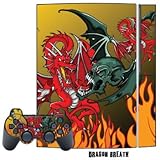 Playstation 3 Skin - System Console Skin and two PS3 Controller Skins - Dragon Breath