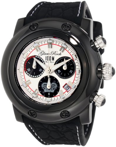 Glam Rock Women's GR20104BB Miami Chronograph Silver Dial Black Silicone Watch