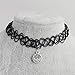 Longil Women Vintage Black Gothic Stretch Elastic Double Line Henna Tattoo Choker Collar Necklace with Tree Pendant Hippy Popular for 80s 90s