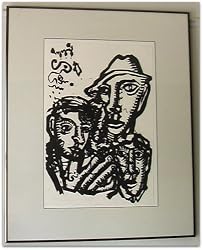 Trio, Original Black & White, Lithograph By Tom Johnson - Framed Artwork