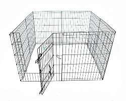 30H" x 24" 8 Panel GoGo Black Epoxy Exercise Pen w/ Walk Thru Door