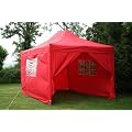 4.5mtr x 3mtr Red Pop Up Gazebo, FULLY WATERPROOF, with Four Side Panels and Carry Bag