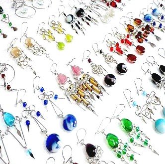 WHOLESALE LOT Handmade Peruvian Murano Glass Crystal Alpaca Silver Dangle Earrings ~ YOU CHOOSE YOUR QUANTITY!
