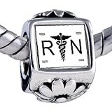 Pugster Nurse Caduceus Rn Flower Charm Bead Fits Pandora Beads