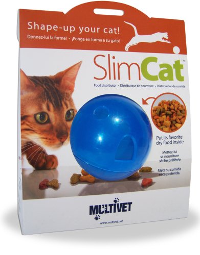 Multivet Slimcat cat toy feeder ball (Blue)