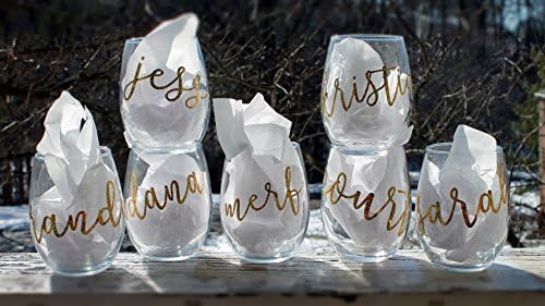 Set Of Personalized Stemless Wine Glass Customized With Name
