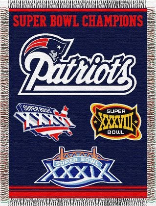 Buy NFL New England Patriots Woven Tapestry Throw - Super Bowl Champions Commemorative Series by Northwest Inc.
