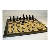 Majestic Ebony and Boxwood Chessmen with Wide Frame Ebony/Maple Board