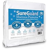 Twin Size SureGuard Mattress Protector - 100% Waterproof, Hypoallergenic - Premium Fitted Cotton Terry Cover - 10 Year Warranty