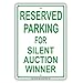 Reserved Parking For Silent Auction Winner Green Letters Notice Warning Aluminium Metal 12
