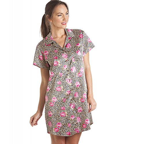 Camille Luxurious Knee Length Gold Floral Print Satin Nightshirt