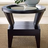 Fairfax Round Glass End Table in Espresso