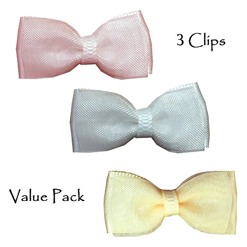 Wispy Clippy - Organza baby hair bows - Great handmade baby gift(Pack 7: pink/white/light yellow)