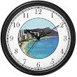 Diamond Head & Waikiki Beach - Honolulu, Hawaii - Famous Landmarks Wall Clock by WatchBuddy Timepieces (Black Frame)