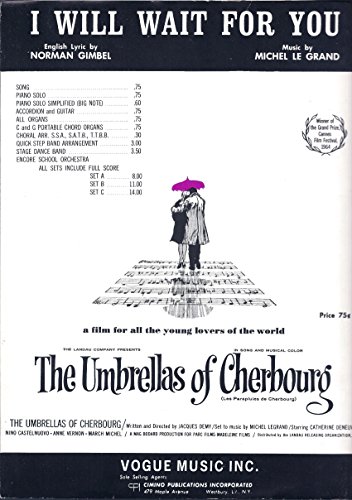 I Will Wait for You From the Umbrellas of Cherbourg Vintage Sheet Music (1967)