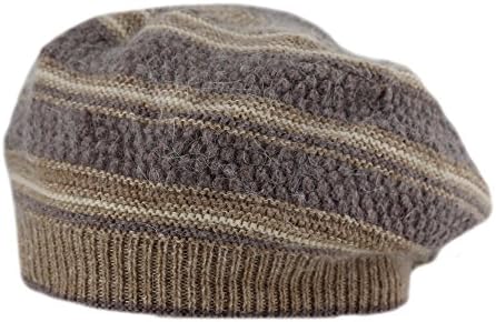 Fishka Women's Elegant Angora Striped Hats Brown