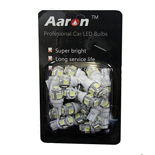 20PCS Aaron Cool White T10 192 921 158 194 W5W 5SMD 5050 LED Bulbs Great update for Side Marker Back up Map Dome License Plate Trunk Lights