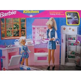 Barbie Kitchen Playset - Folding Pretty House (1998 Arcotoys, Mattel)
