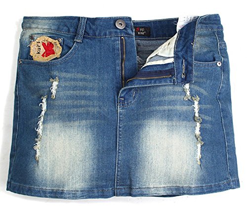 (Clack) レディース 大きいサイズ スカート / ダメージ ウォッシュ加工 ワッペン付 デニムスカート ネイビー LL 2L 3L 4L 5L FREE