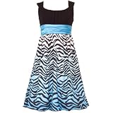 Rare Editions TWEEN GIRLS 7-16 TURQUOISE-BLUE BLACK WHITE OMBRE ZEBRA PRINT Special Occasion Wedding Flower Girl Easter Party Dress