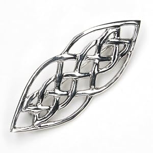 Schmuck Brosche 925 Silber massiv, Gewandnadel aus 925 Sterlingsilber keltisch Größe: 5cm x 2cm
