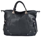 20206BK BLACK Miss Unique Deyce 'Chloe' Stylish PU Close-Out High Quality Women/Girl Fashion Designer Work School Office Lady Student Handbag Shoulder Bag Purse Totes Satchel Clutches Hobos