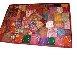 Gujrati Wall Hangings Maroon Patchwork Tapestry India Wall Decor