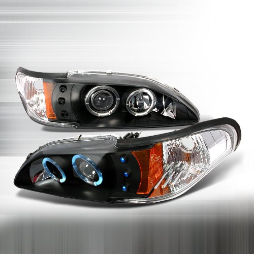 94 95 96 97 98 Ford Mustang Halo Projector Headlights - Black (Pair)