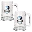 Memphis Grizzlies 2pc 15oz Glass Tankard Set - Primary Logo NBA Basketball