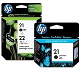 NEW Original HP 21 Black HP 22 Color Ink Cartridge COMBO PACK with BONUS HP 2...