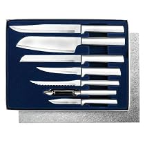 Rada Cutlery Starter Set, 7 Piece Knife Boxed Gift Set with Solid Cast Brushed Aluminum Handles, Made in USA