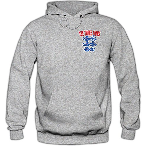 England EM 2016 #5 Hoody | Fußball | Herren | Three Lions | Trikot | Nationalmannschaft, Farbe:Graumeliert (Greymelange F421);Größe:L