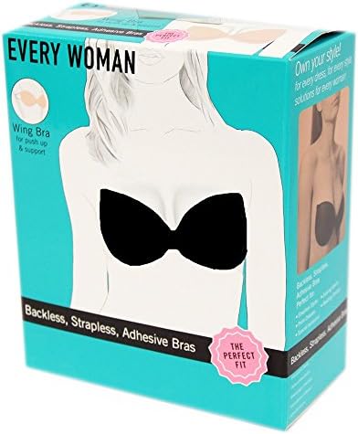 Push Up Bra Strapless and Backless, Classic Wing Design Self Adhesive Invisible with Underwire, Basic Seamless Lightly Padded Perfect for Gowns Dresses. Use for Weddings Parties Proms Bikini Top Swimsuits, Sports Bras. (C, Black)