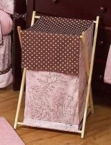 JoJo Designs Baby and Kids Clothes Laundry Hamper - Pink and Brown French Toile and Polka Dot