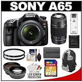 Sale on Sony Alpha SLT-A65 Translucent Mirror Technology Digital SLR Camera Body & 18-55mm Lens with 75-300mm Zoom Lens + 32GB Card + Battery + Filter + Backpack + Telephoto & Wide-Angle Lens + Accessory Kit