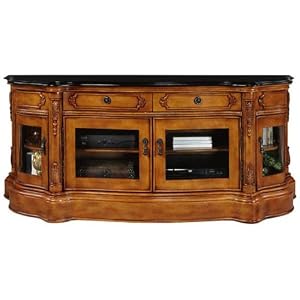 Baymont Wide Screen TV Cabinet Stand Golden Cherry with Glass Doors 25H x 59.5W x 20D,... by Home Decorators Collection