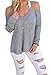 Dokotoo Womens Ladies Casual Winter Fall Off Open Shoulder Long Sleeve Loose Sweater Pullover Knitting Top Blouse Medium Grey